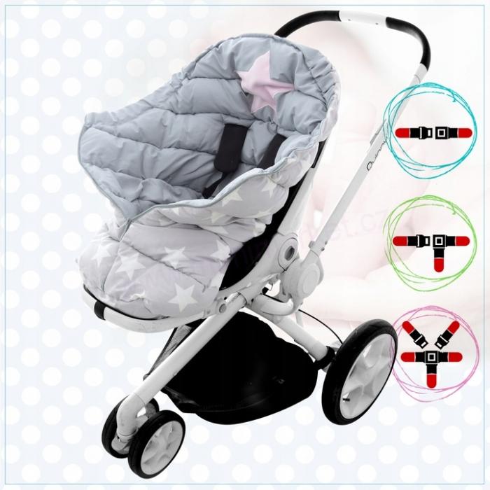 Ice Baby Luxusní dětský fusak 4v1  Hvězdičky Šedý  90/47 cm