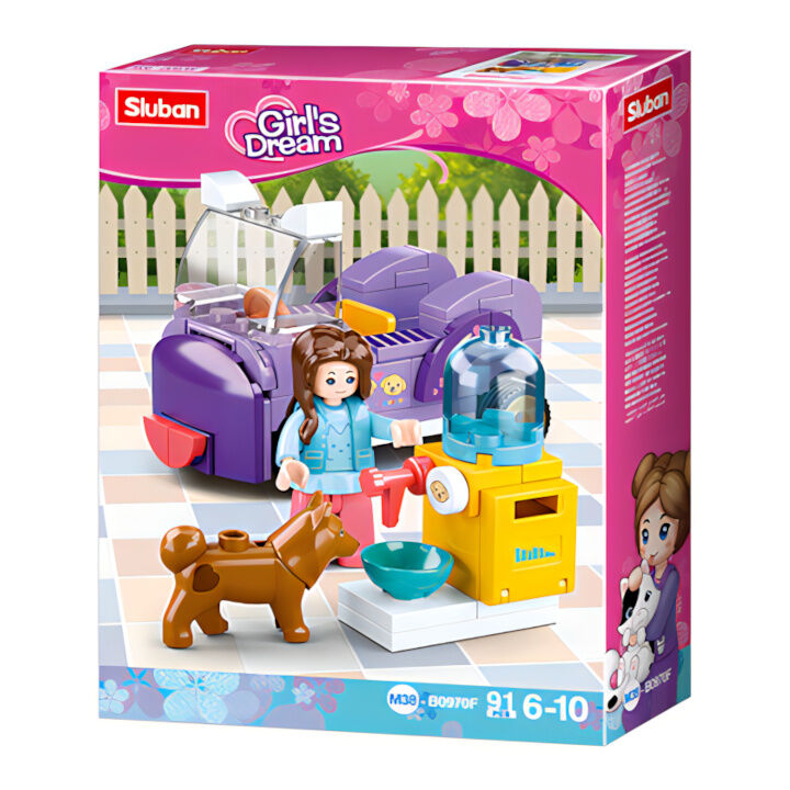 Sluban Girls Dream M38-B0970F Autíčko s krmítkem pro pejsky