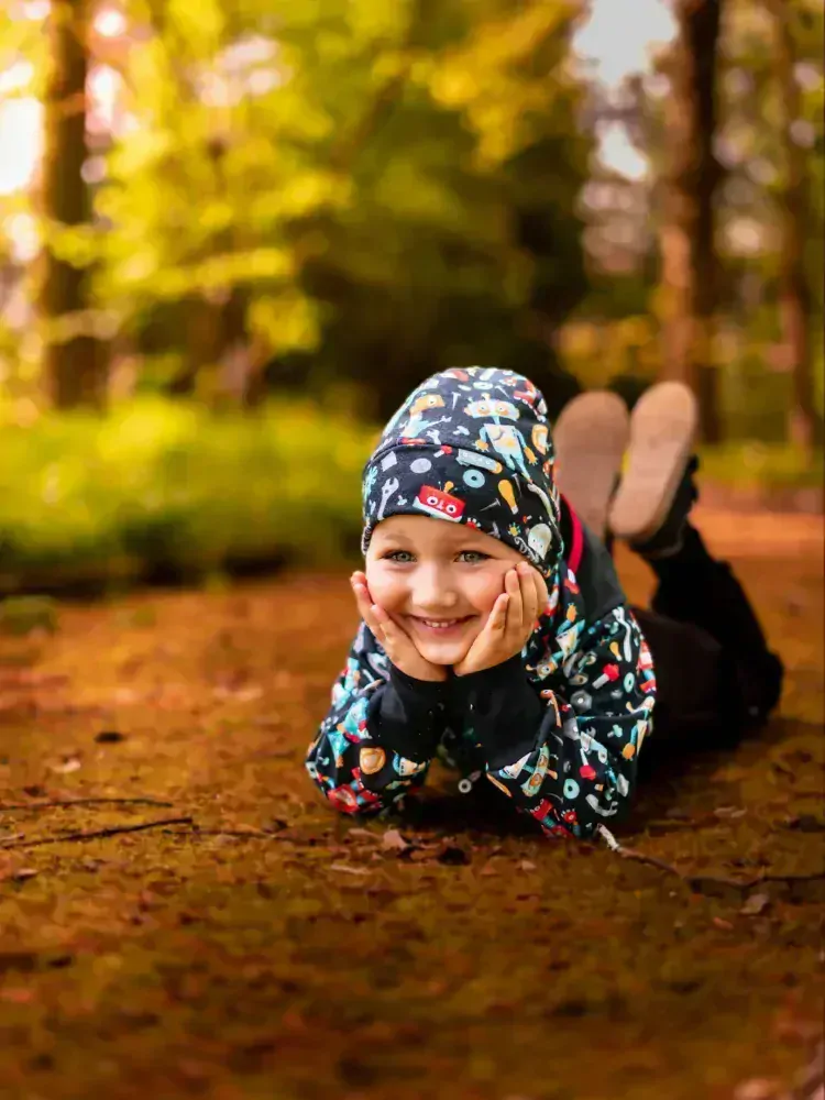 Unuo Batolecí softshellová kombinéza s fleecem Mini Černá Roboti  86/92