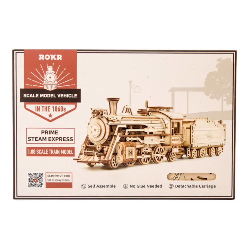 RoboTime dřevěné 3D puzzle Parní lokomotiva