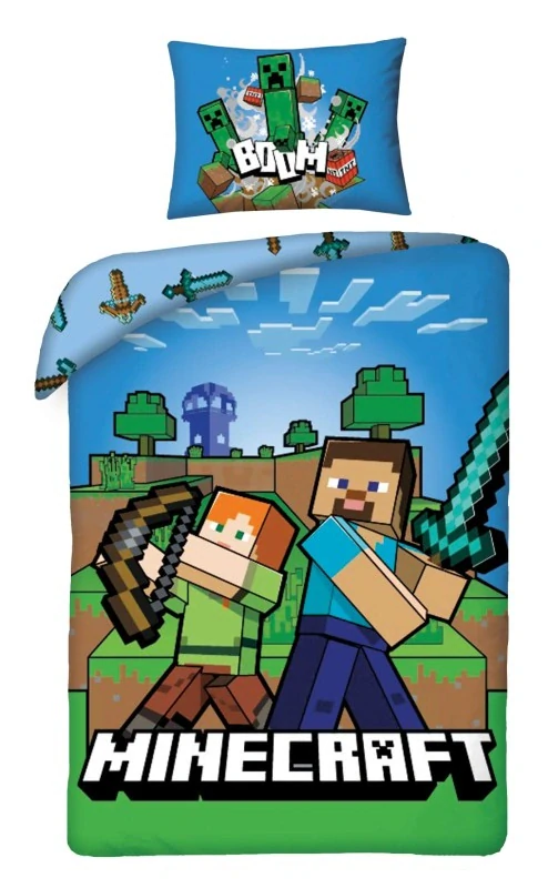 HALANTEX Povlečení Minecraft Boom Bavlna, 140/200, 70/90 cm