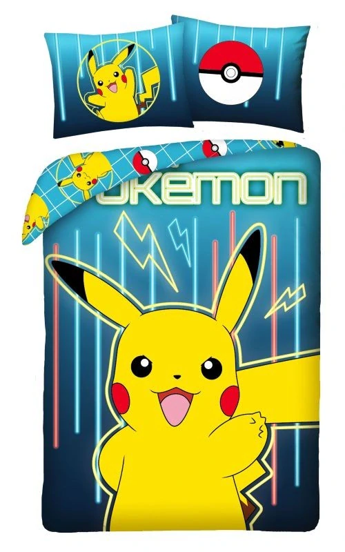 HALANTEX Povlečení Pokémon Pikachu blesky Bavlna, 140/200, 70/90 cm