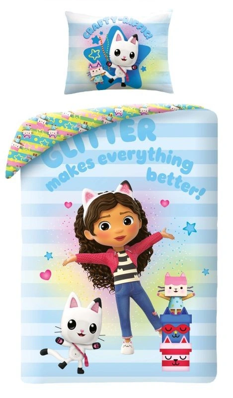 HALANTEX Povlečení Gábinin kouzelný domek glitter Bavlna, 140/200, 70/90 cm