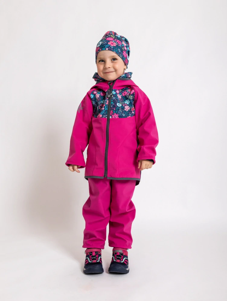 Unuo Batolecí softshellové kalhoty s fleecem Fuchsiová 86/92 SLIM