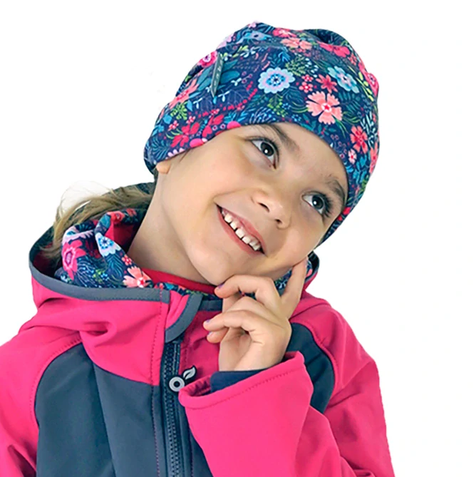 Unuo Dětská čepice fleecová Homeless Květinky L (53-56 cm)