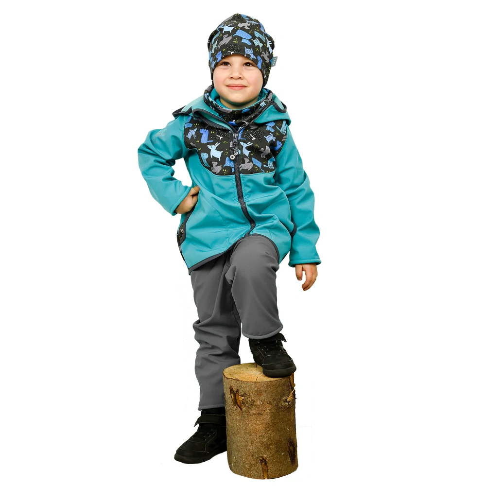 Unuo Batolecí softshellové kalhoty s fleecem Tm. šedá 86/92 SLIM