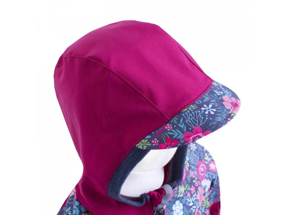 Unuo Dětská softshellová bunda s fleecem Street Fuchsiová Květinky 146/152