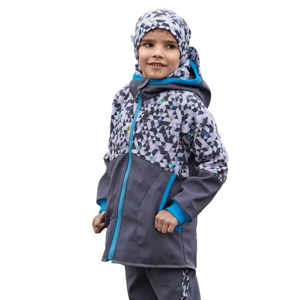 Unuo Dětská softshellová bunda s fleecem Street Tm. šedá Metricon Kluk 116/122