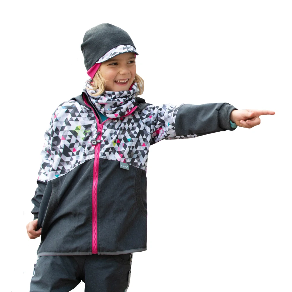Unuo Dětská softshellová bunda s fleecem Street Žíhaná antracitová Metricon Holka 92/98