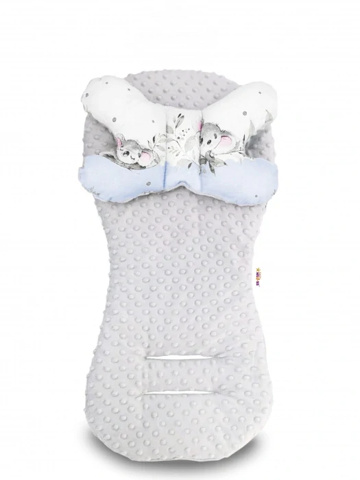 Baby Nellys Sada do kočárku Minky Podložka a polštářek Medvídek Koala Modrá