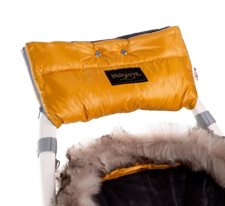 Baby Nellys Rukávník ke kočárku Flees Style Hořčice