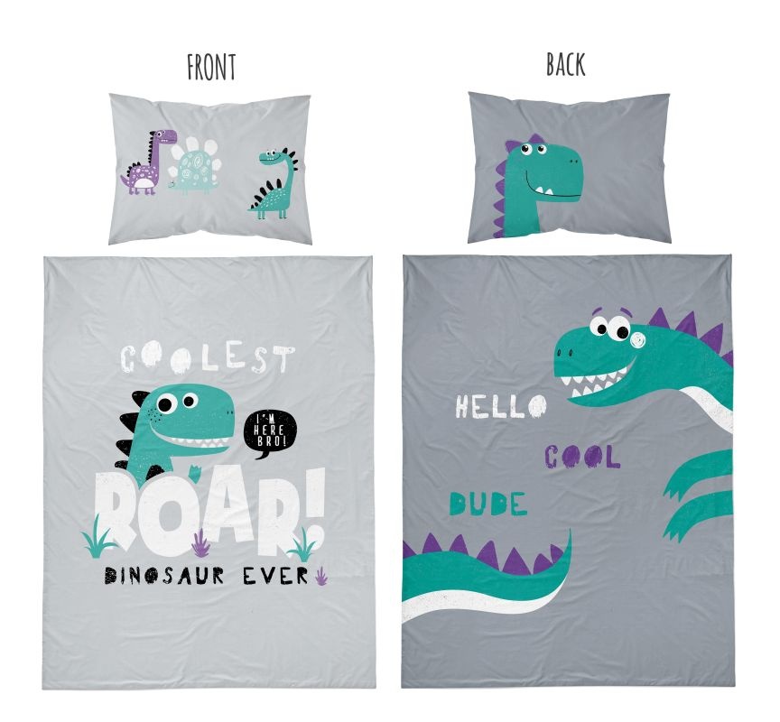 Detexpol Povlečení do postýlky Dino šedá  Bavlna, 100/135, 40/60 cm