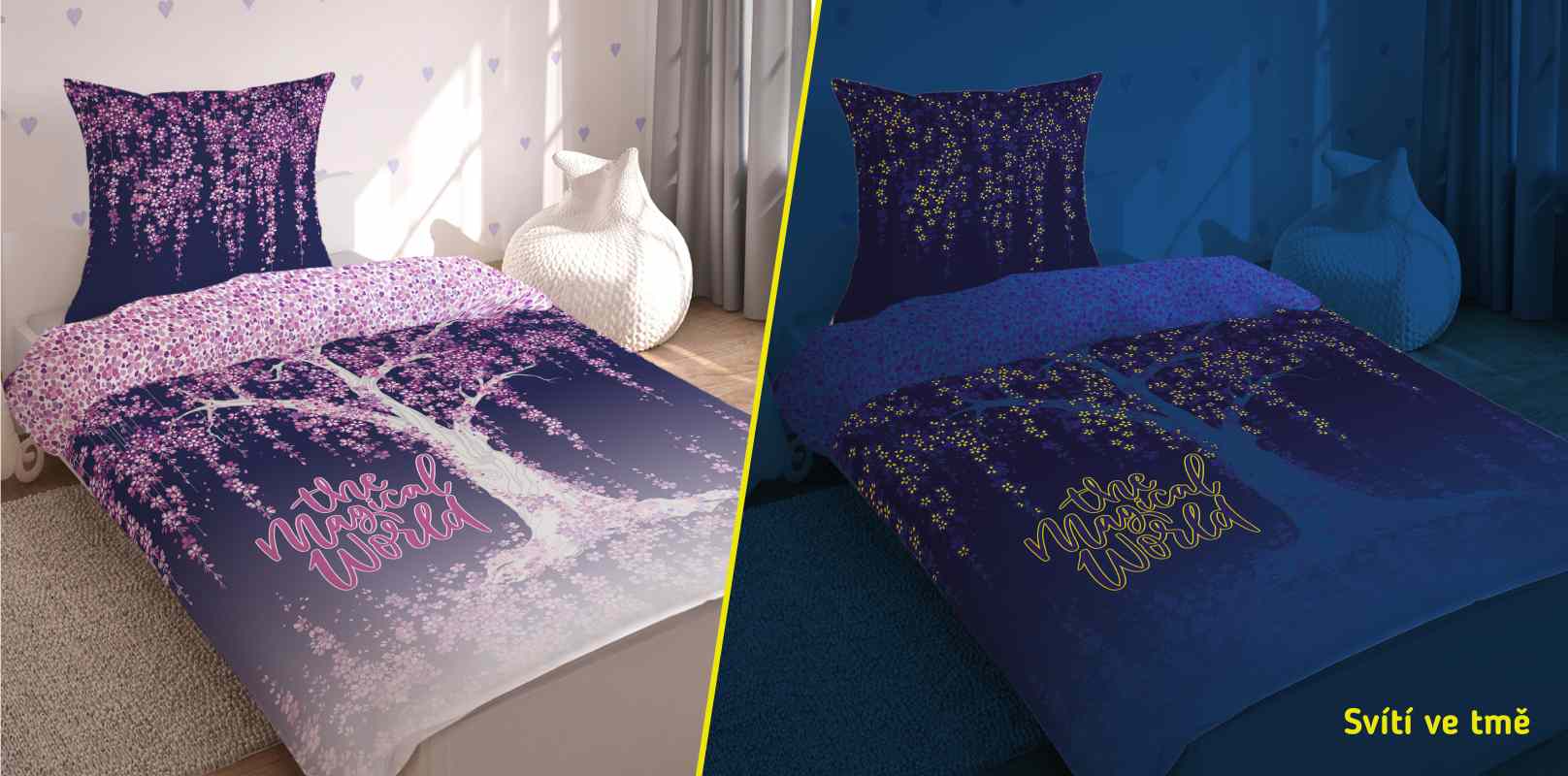 Detexpol Povlečení Magic Svítící Bavlna, 140/200, 70/80 cm