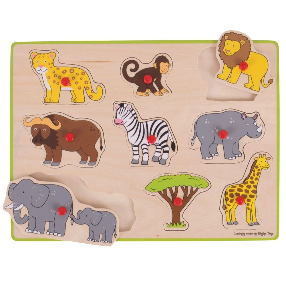 Bigjigs Toys Vkládací puzzle safari s úchytem