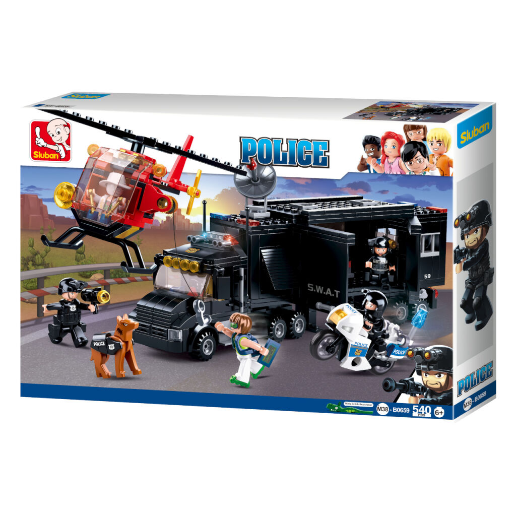 Sluban Policie M38-B0659 SWAT mobilní základna a zloději ve vrtulníku