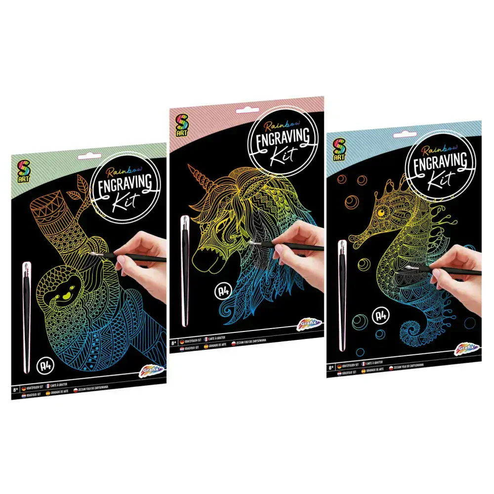 S ART Vyškrabávací sada A4 Rainbow Lenochod