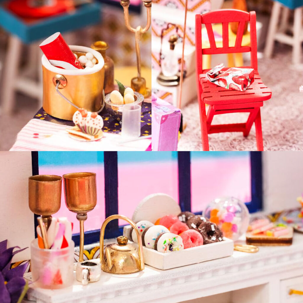 RoboTime 3D dřevěná skládačka Miniatura domečku Párty v jídelně