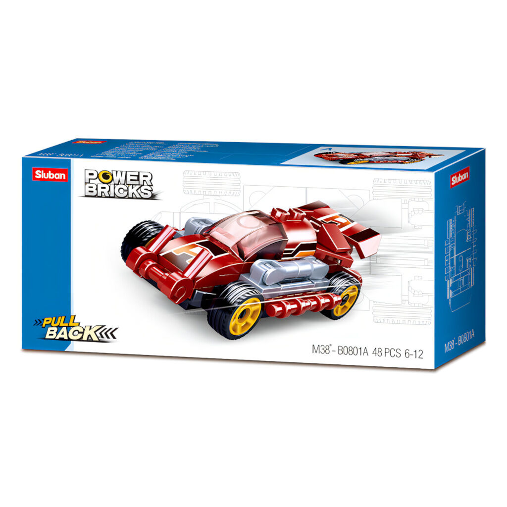 Sluban Power Bricks M38-B0801A Natahovací auto červený rychlík