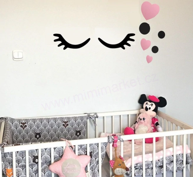 Adam Toys Dekorace na zeď Spící očka se srdíčky Růžové