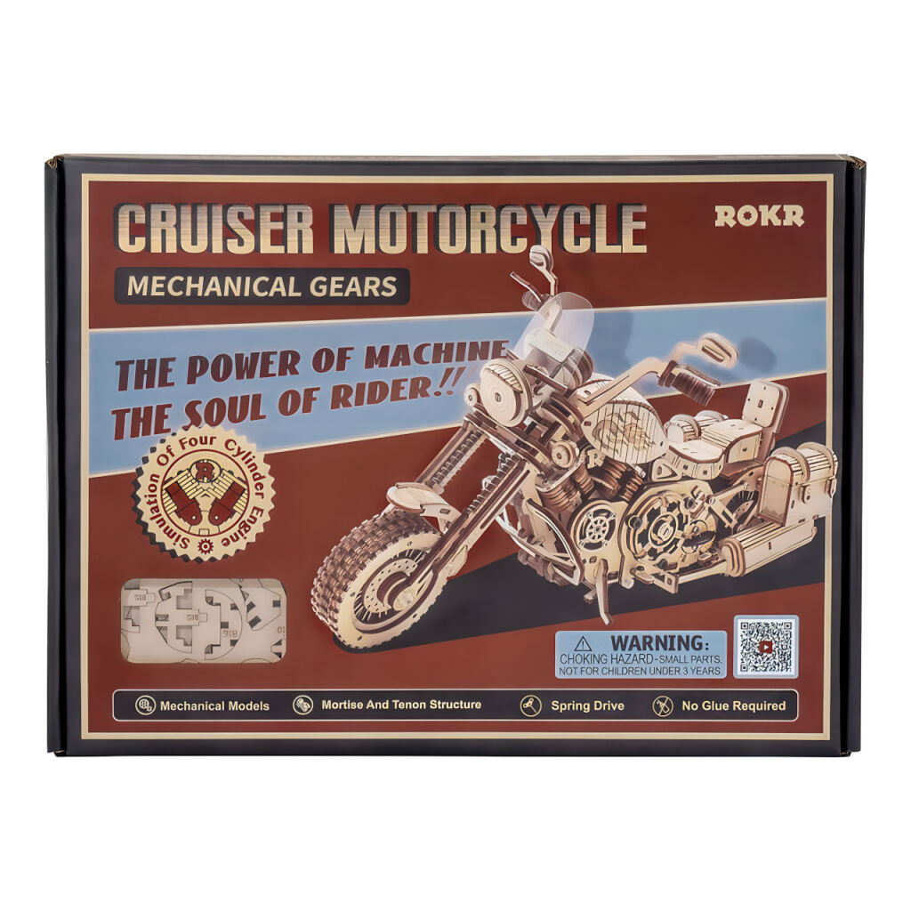 RoboTime 3D dřevěná mechanická skládačka Motorka Cruiser