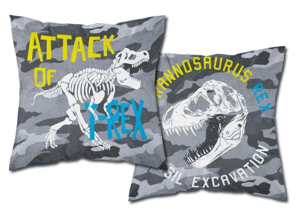 Detexpol Povlak na polštářek Dinosaurus T-rex Svítící Bavlna, 40/40 cm