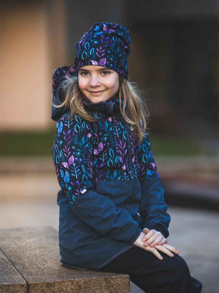 Unuo Dětská čepice fleecová Homeless Lístečky M (49-52 cm)