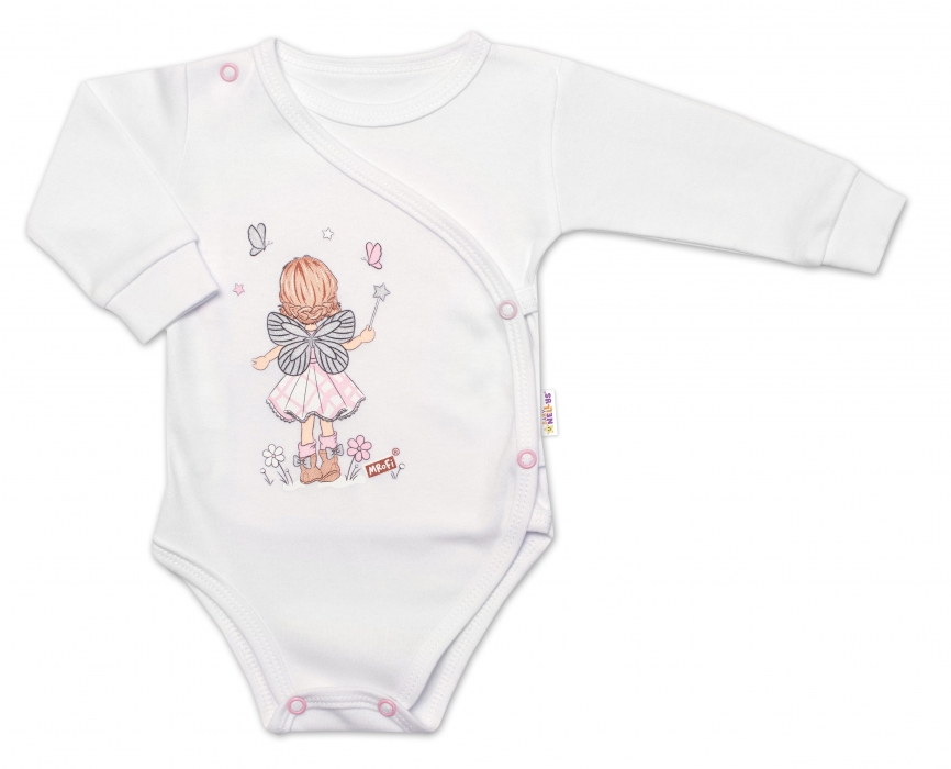 Mrofi 2-dílná sada Body dl.rukáv, polodupačky Víla Růžová/bílá,  vel.56