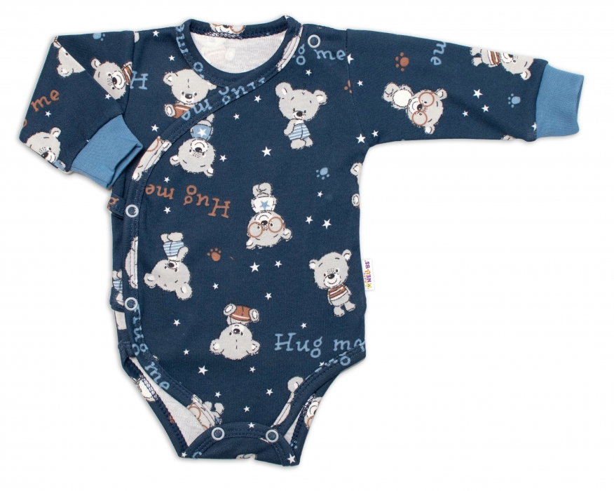 Mrofi 2-dílná sada Body dl.rukáv, polodupačky se šňůrkou Hug Me Modrá,  vel.56