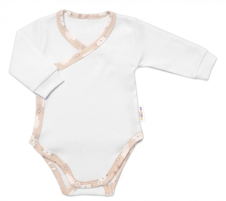 Baby Nellys 3-dílná sada Body dl.rukáv, polodupačky a čepička New Bunny béžová, vel.56