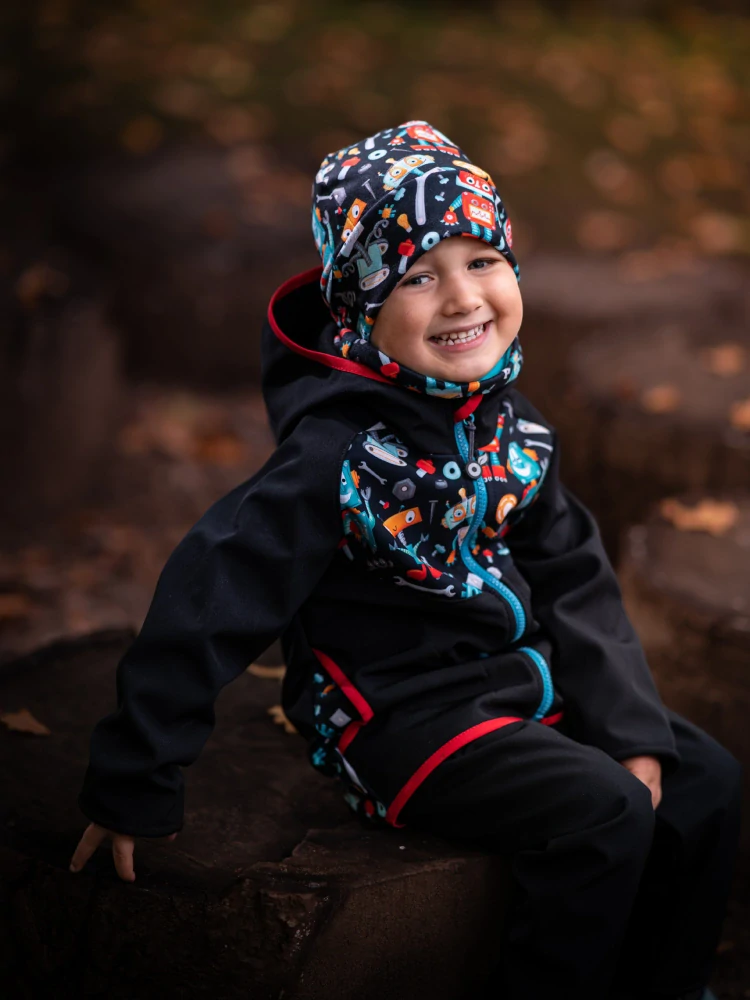 Unuo Dětská čepice fleecová Sport Roboti M (49-52 cm)