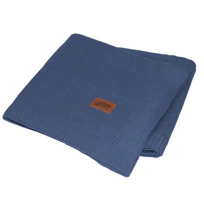 DETEXPOL Pletená deka do kočárku bavlna bambus denim  Bavlna, Bambus, 80/100 cm