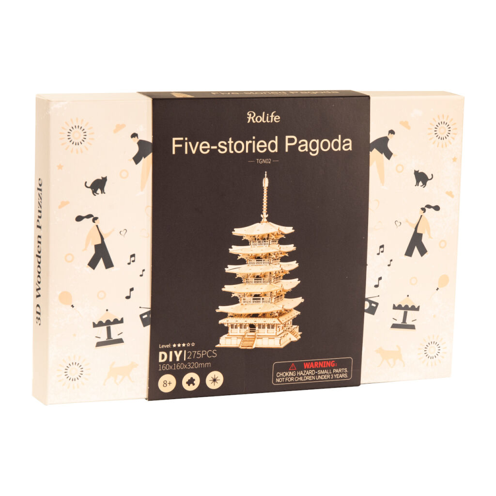 RoboTime 3D dřevěná skládačka Pětipatrová pagoda