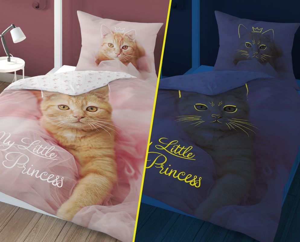 Detexpol Povlečení Kotě Little Princess Svítící  Bavlna, 140/200, 70/80 cm