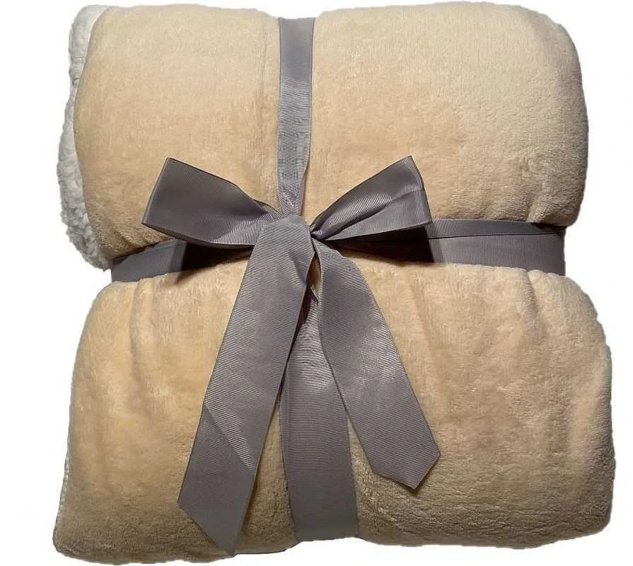 JERRY FABRICS Deka microflanel super soft s beránkem Světle béžová  Polyester, 150/200 cm