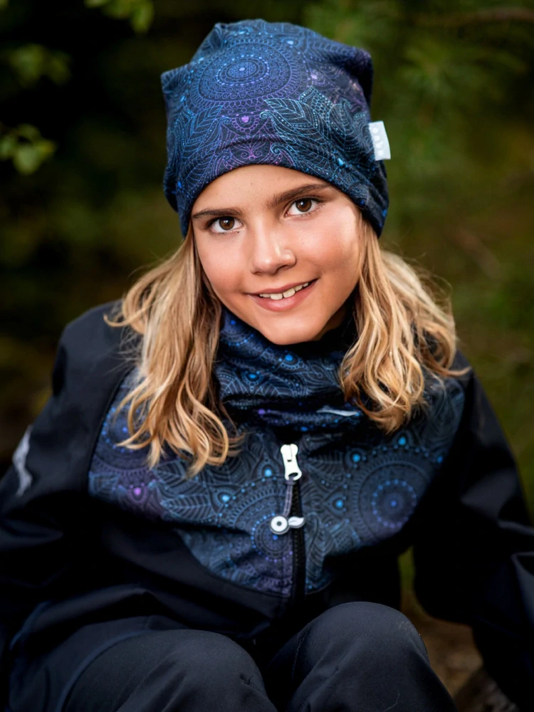 Unuo Dětská čepice fleecová Homeless Temná mandala S (45-48 cm)