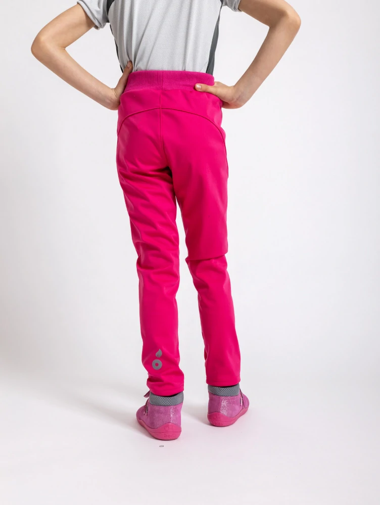 Unuo Dětské softshellové kalhoty s fleecem pružné Sporty Fuchsiová 128/134