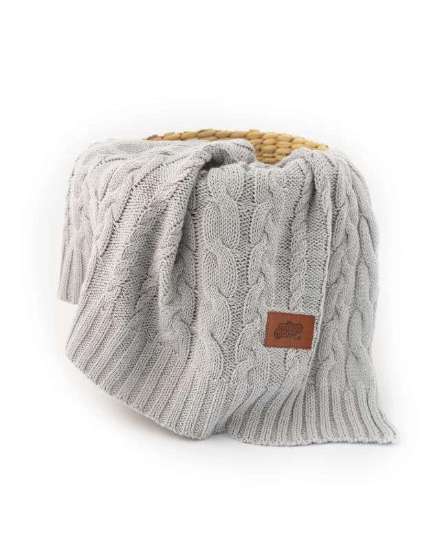 DETEXPOL Pletená bavlněná deka do kočárku šedá  Bavlna, 80/100 cm