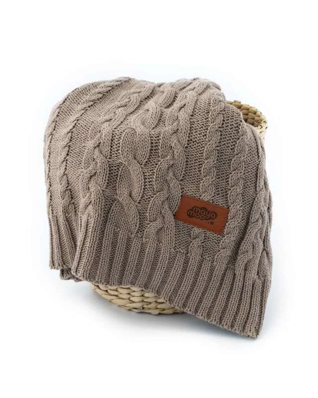 DETEXPOL Pletená bavlněná deka do kočárku taupe  Bavlna, 80/100 cm