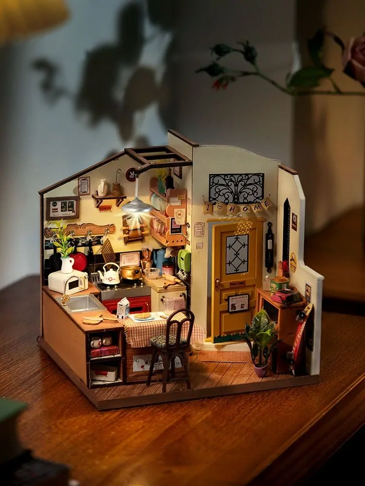 RoboTime 3D dřevěná skládačka Miniatura domečku Útulná kuchyně