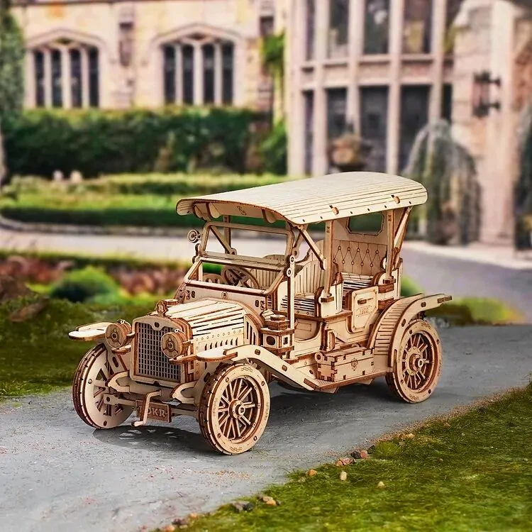 RoboTime 3D dřevěná mechanická skládačka Historické auto