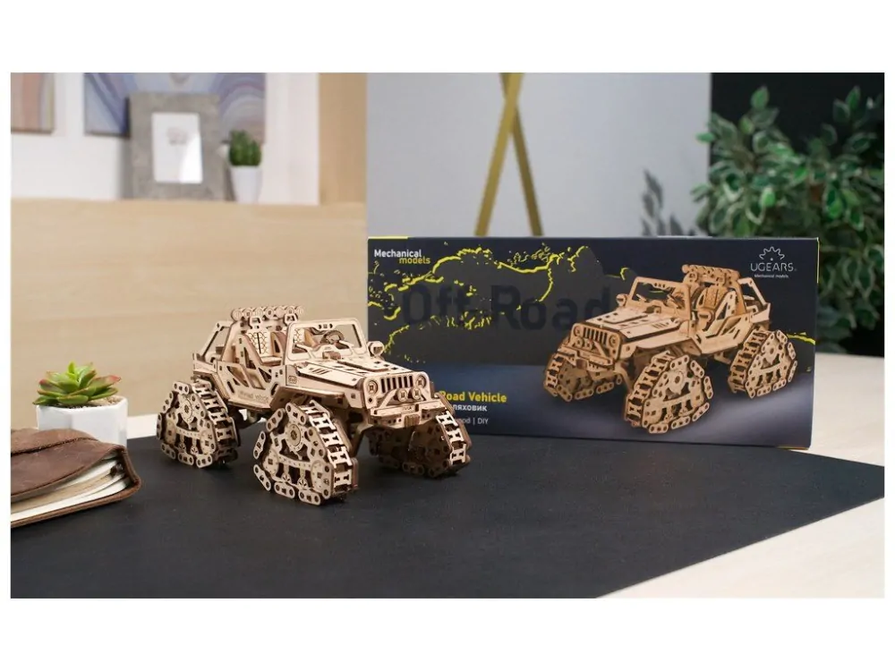 Ugears 3D dřevěné mechanické puzzle Pásové terénní vozidlo