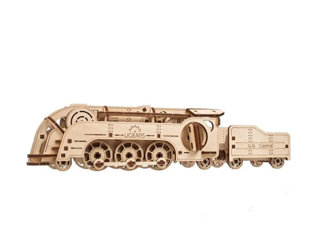 Ugears 3D dřevěné mechanické puzzle MINI Lokomotiva