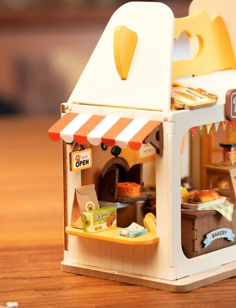 RoboTime 3D dřevěná skládačka Miniatura domečku Medvídkovo pekařství