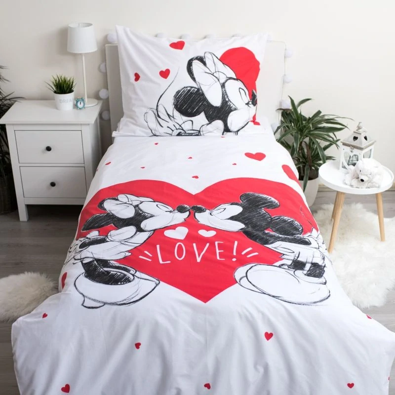 JERRY FABRICS Povlečení Mickey a Minnie Love 05 Bavlna, 140/200, 70/90 cm
