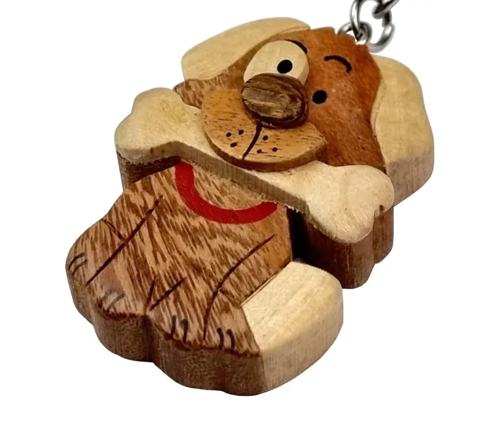 2Kids Toys Dřevěná klíčenka velká Pes s kostí