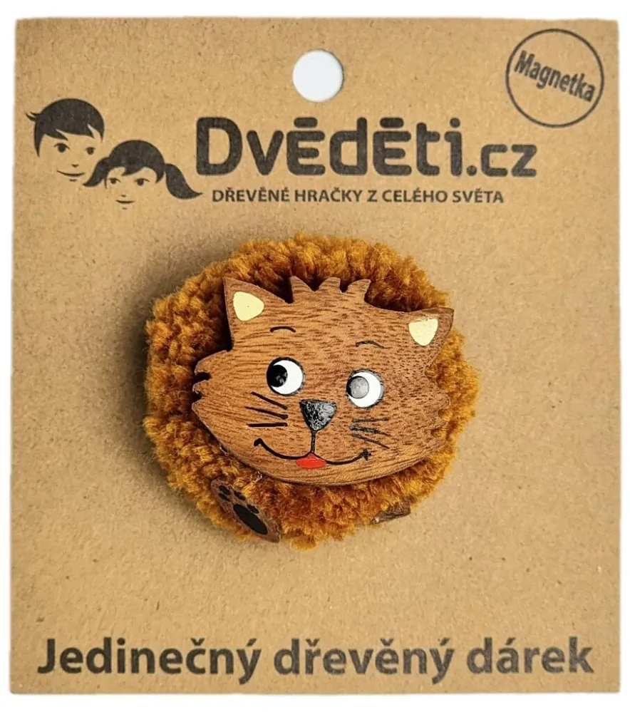 2Kids Toys Dřevěná magnetka velká pompon Kočka