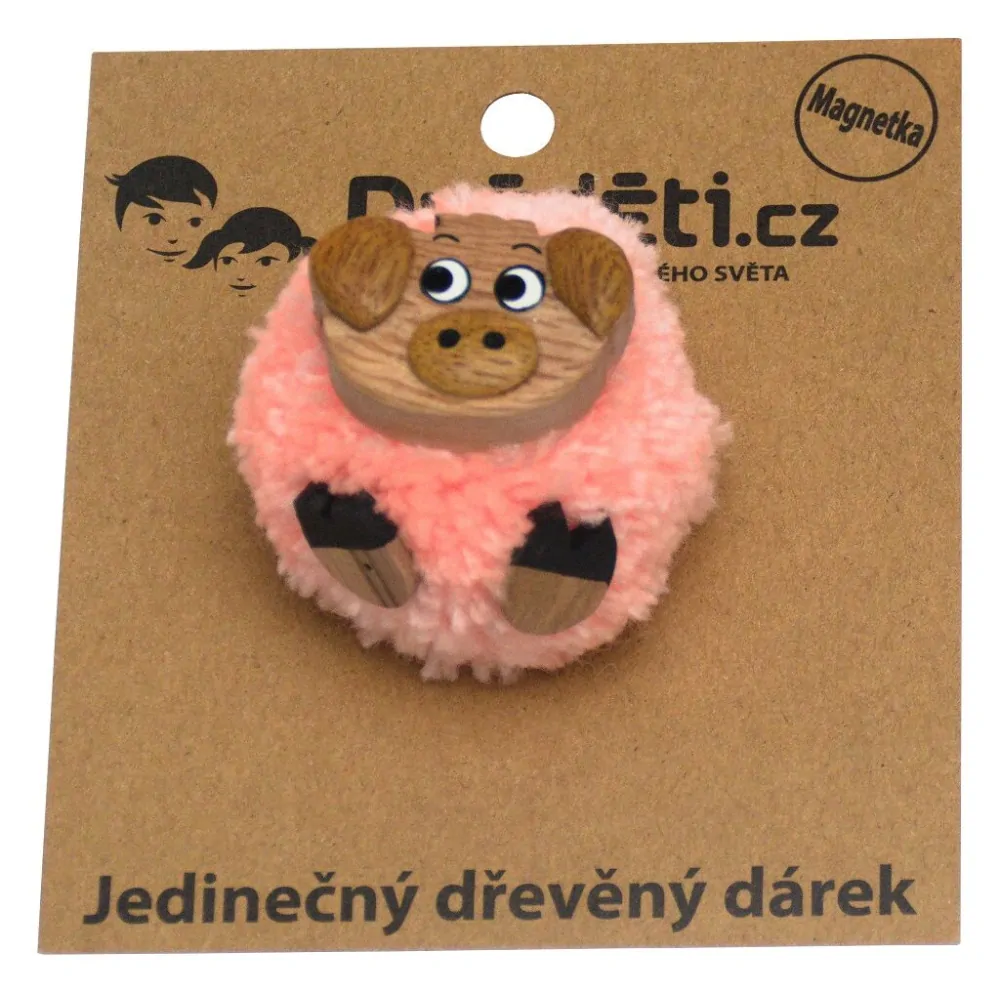 2Kids Toys Dřevěná magnetka velká pompon Prase
