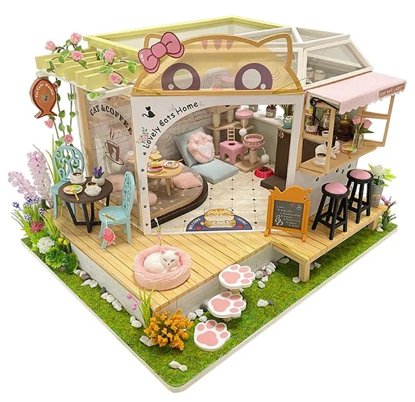 2Kids Toys miniatura domečku Kočičí kavárna se zahrádkou