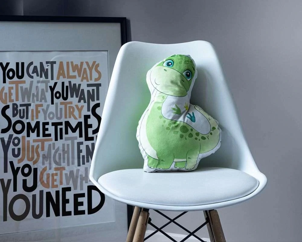 DETEXPOL Tvarovaný mikroplyšový polštářek Dino Polyester, 34x24 cm