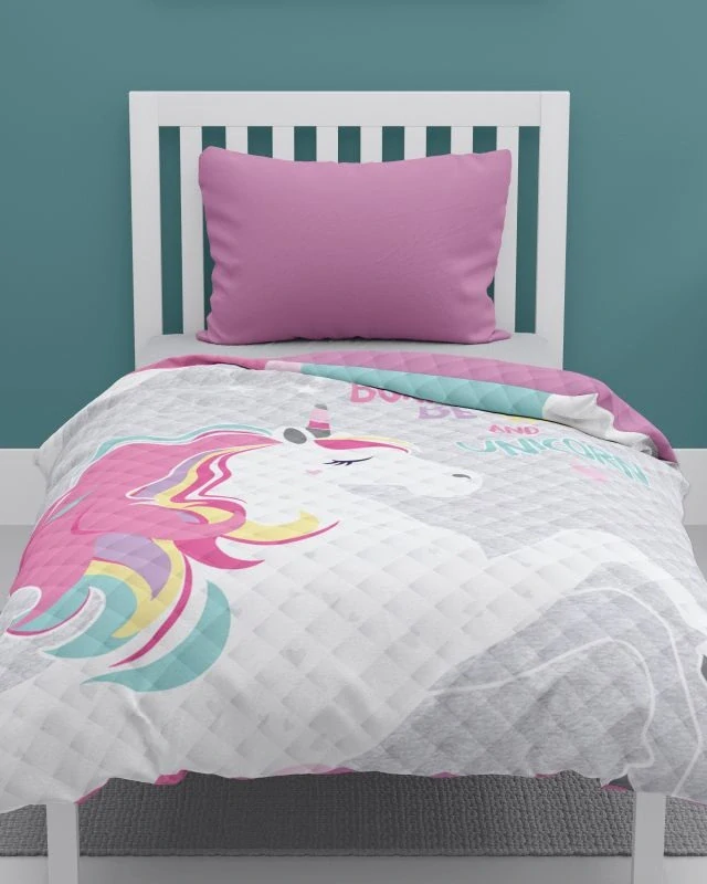 DETEXPOL Přehoz na postel Jednorožec grey Polyester, 170/210 cm